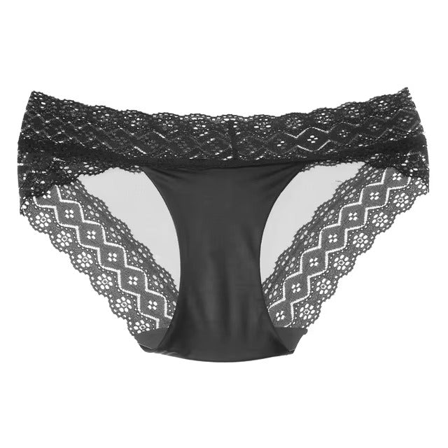 Lingerie Lace Brief Ice Silk Low Waist No Trace Transparent G String Soft Panties