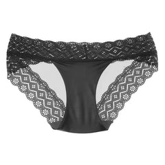 Lingerie Lace Brief Ice Silk Low Waist No Trace Transparent G String Soft Panties