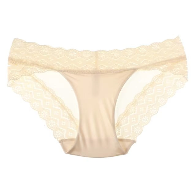 Lingerie Lace Brief Ice Silk Low Waist No Trace Transparent G String Soft Panties