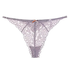 Lingerie Lace Embroidery Low-waist G String Thong Temptation Bow T-back Transparent Panties