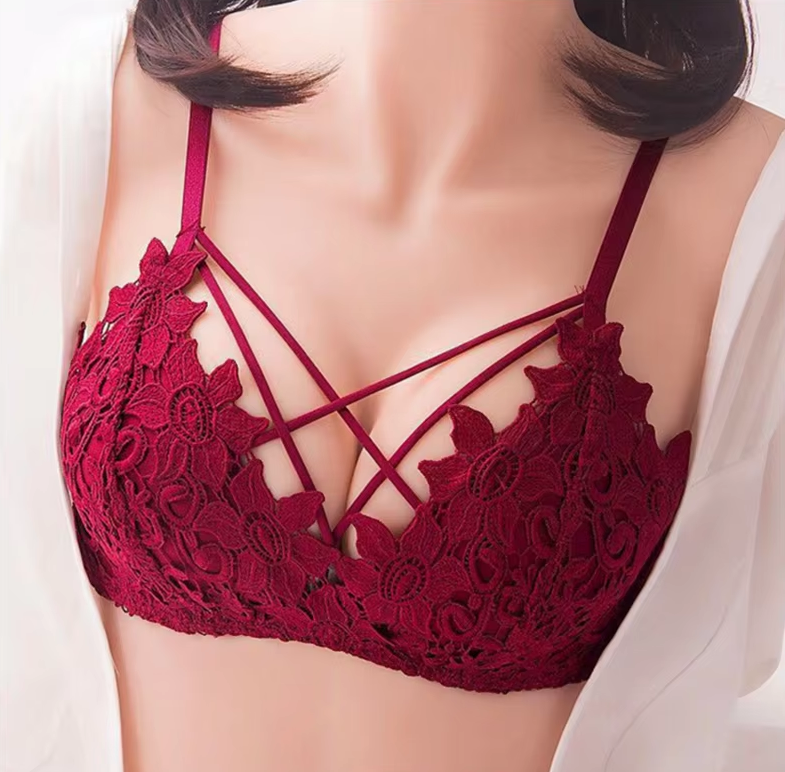 Lingerie Lace Floral Embroidery Bralette Comfort Seamless Adjusted Bras