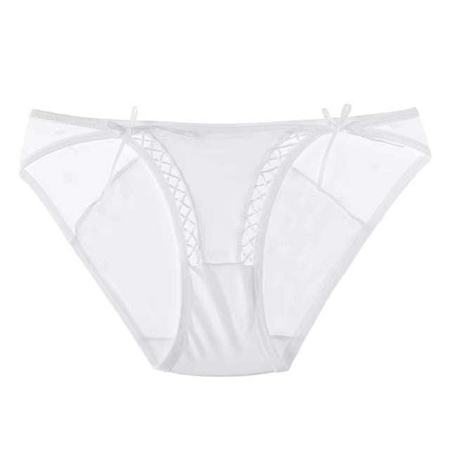 Lingerie Lace G String Breathable Hollow out Ice Silk Low-waist Underwear Panties