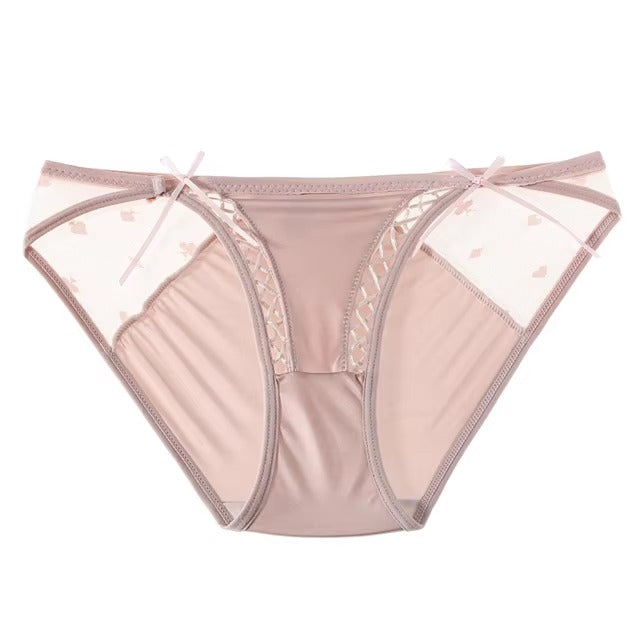 Lingerie Lace G String Breathable Hollow out Ice Silk Low-waist Underwear Panties