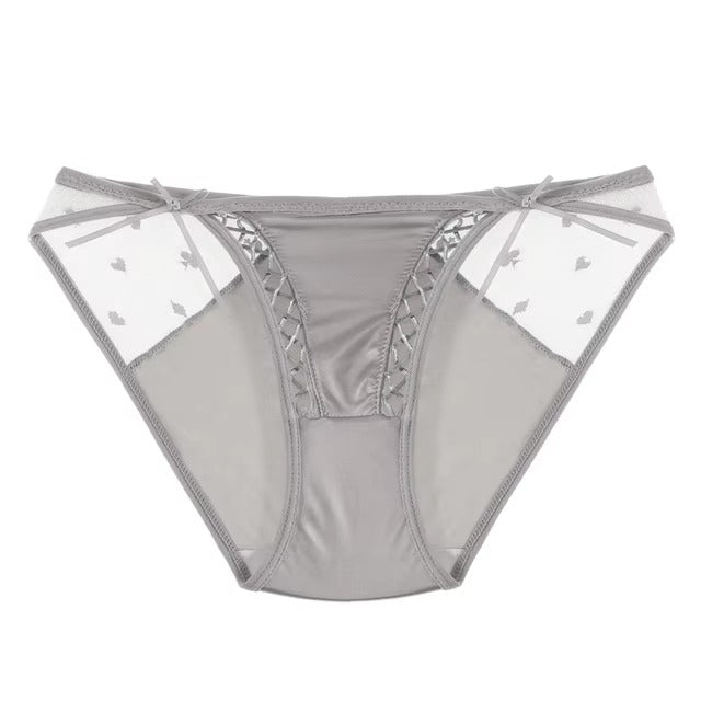 Lingerie Lace G String Breathable Hollow out Ice Silk Low-waist Underwear Panties