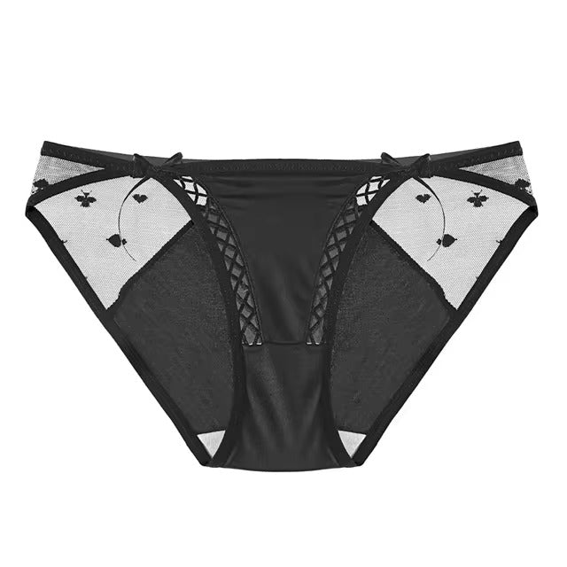 Lingerie Lace G String Breathable Hollow out Ice Silk Low-waist Underwear Panties