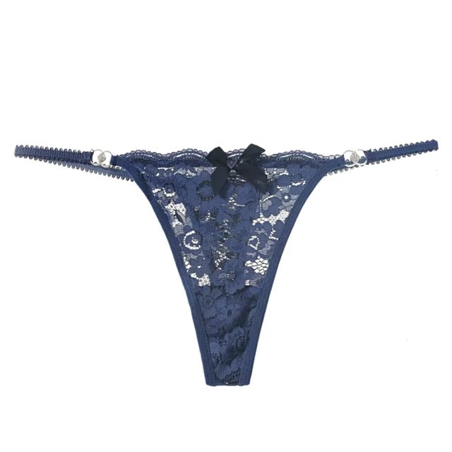 Lingerie Lace Low-waist Transparent G String Embroidery Thong Panties