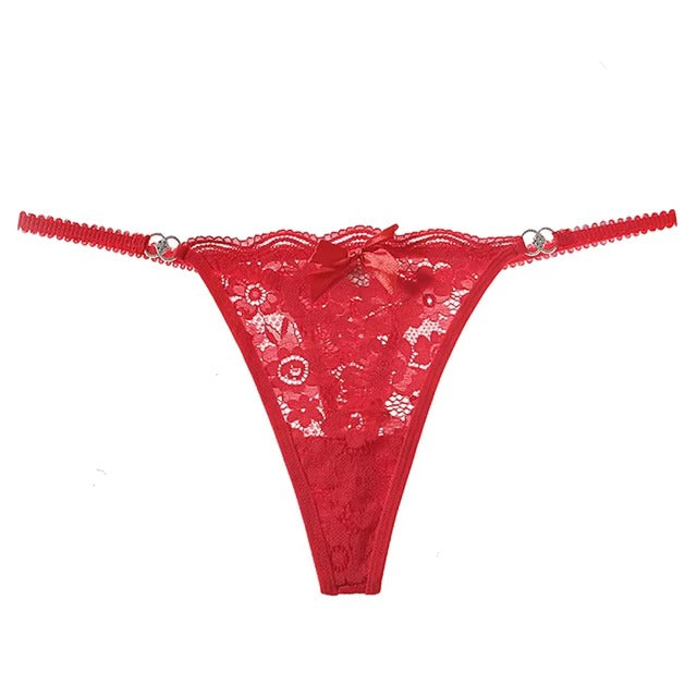 Lingerie Lace Low-waist Transparent G String Embroidery Thong Panties