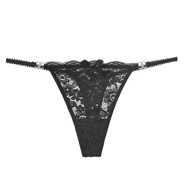 Lingerie Lace Low-waist Transparent G String Embroidery Thong Panties