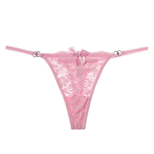 Lingerie Lace Low-waist Transparent G String Embroidery Thong Panties
