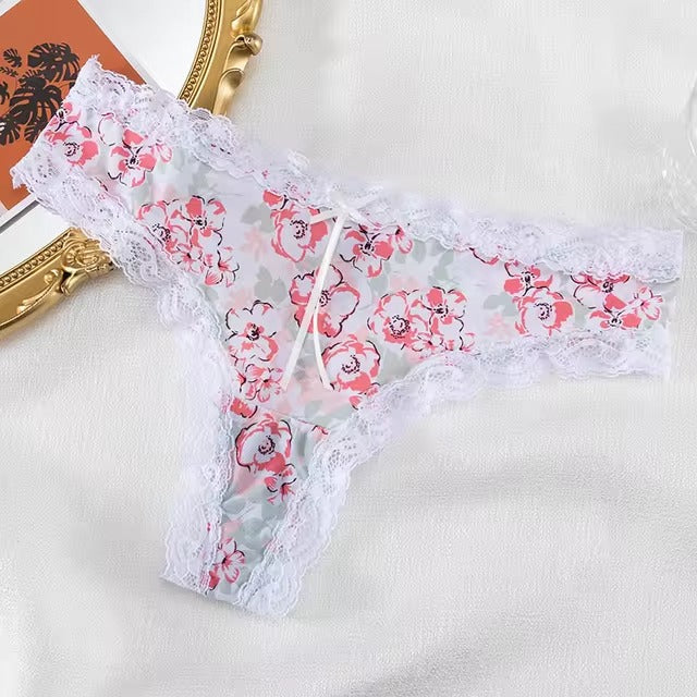 Lingerie Lace Trim Low-waist G String Thong Temptation Breathable Panties