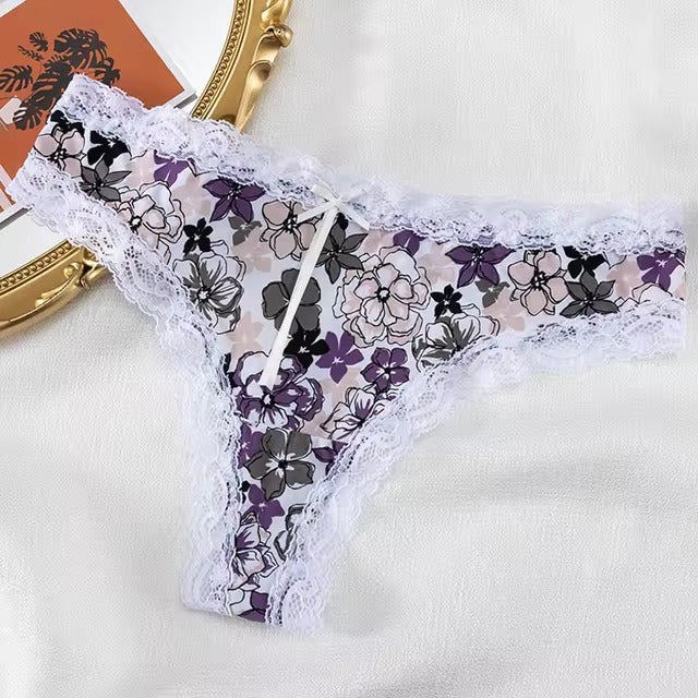 Lingerie Lace Trim Low-waist G String Thong Temptation Breathable Panties