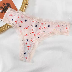 Lingerie Lace Trim Low-waist G String Thong Temptation Breathable Panties