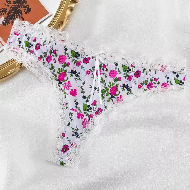 Lingerie Lace Trim Low-waist G String Thong Temptation Breathable Panties