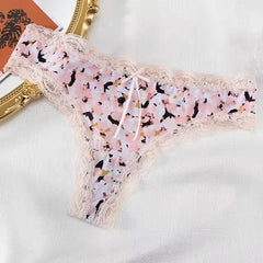 Lingerie Low-waist Lace Trim G String Thong Underwear Panties