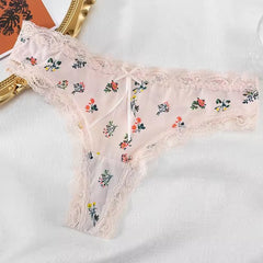 Lingerie Low-waist Lace Trim G String Thong Underwear Panties