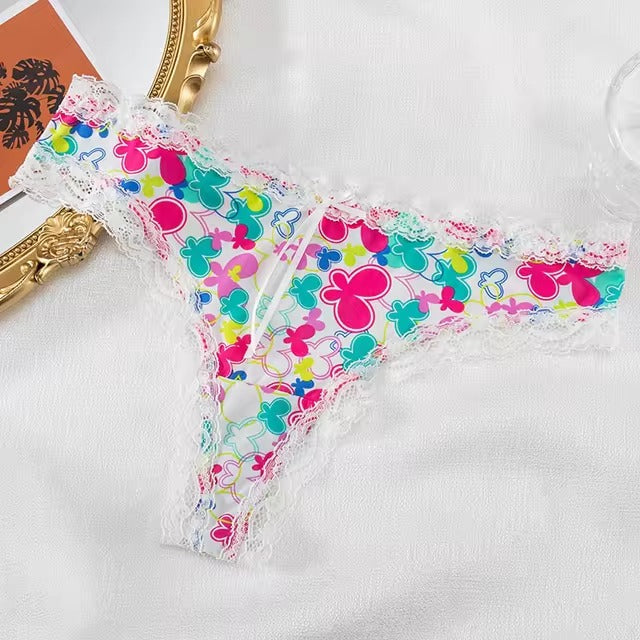 Lingerie Low-waist Lace Trim G String Thong Underwear Panties