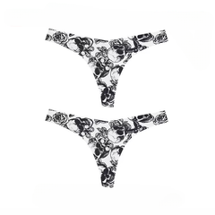 Lingerie Low-waist Printing G String Temptation Thong Breathable 2Pcs Panties