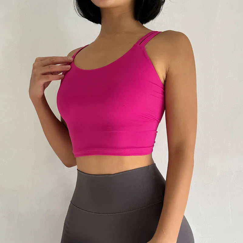 Lingerie Push Up Fixed Pad Back knotted Underwear Running Vest Gym Tops