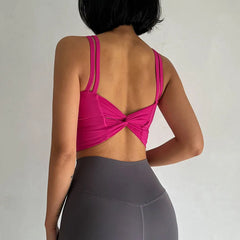 Lingerie Push Up Fixed Pad Back knotted Underwear Running Vest Gym Tops