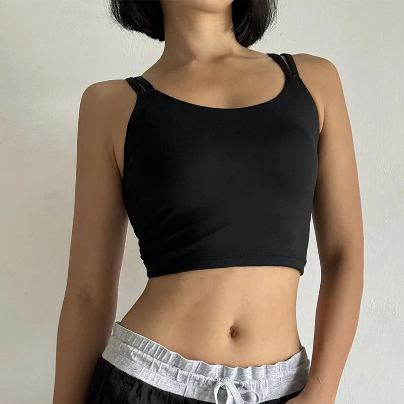 Lingerie Push Up Fixed Pad Back knotted Underwear Running Vest Gym Tops