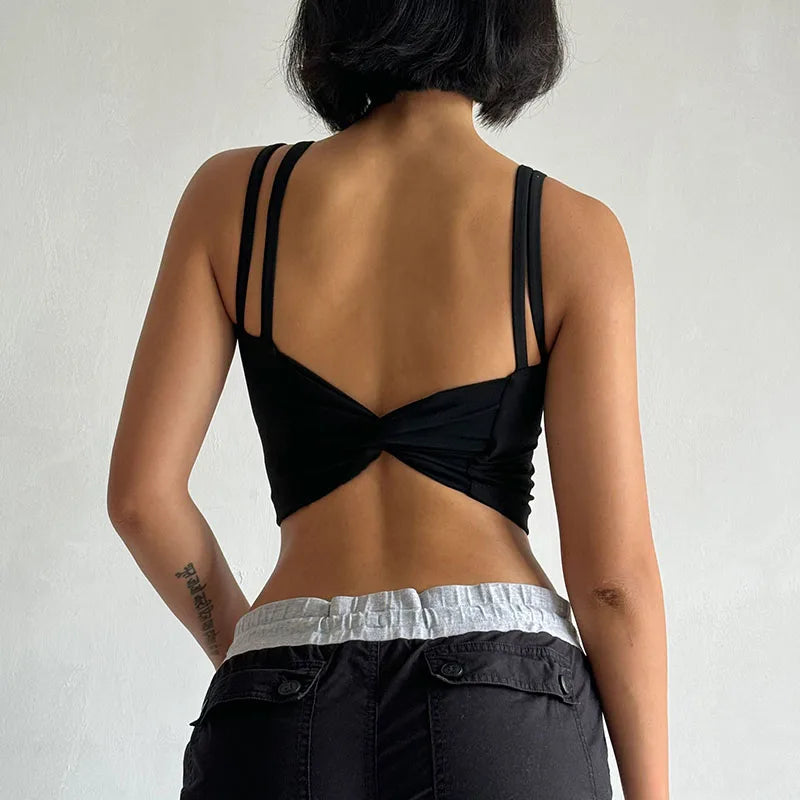 Lingerie Push Up Fixed Pad Back knotted Underwear Running Vest Gym Tops