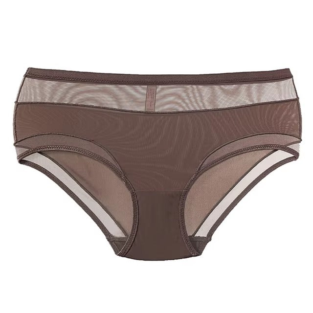 Lingerie Satin Low-waist Lace Transparent Mesh Silky Temptation G String Comfortable Panties