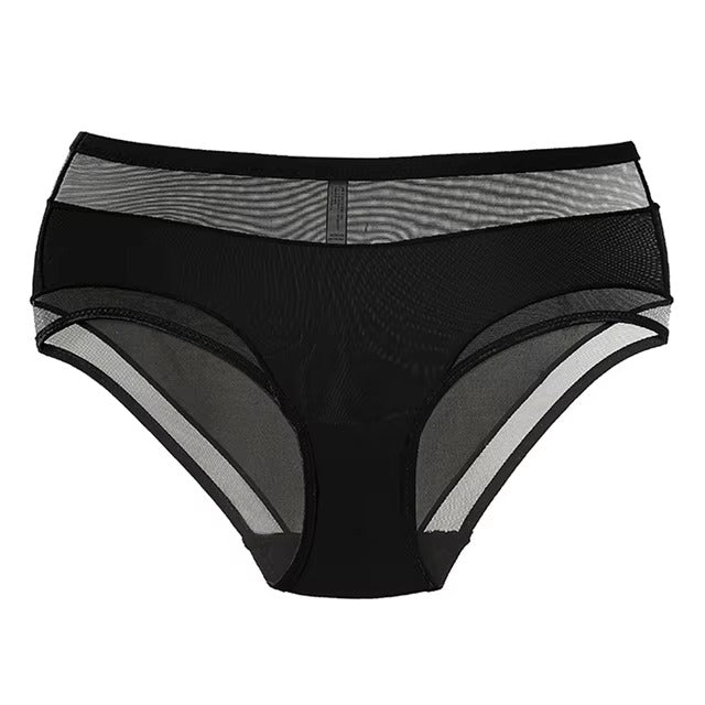 Lingerie Satin Low-waist Lace Transparent Mesh Silky Temptation G String Comfortable Panties