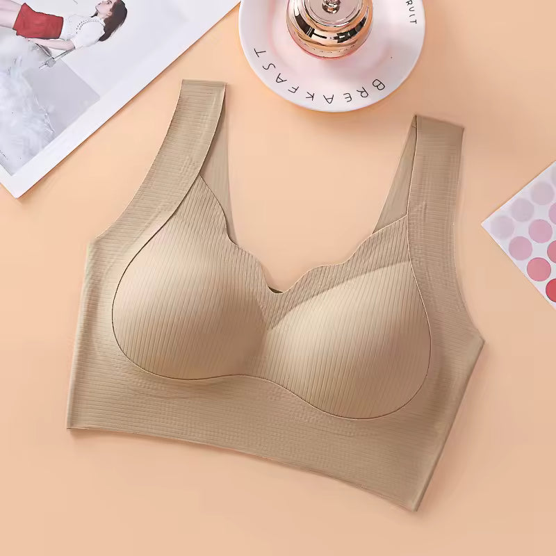 Lingerie Seamless Breathable Pads No Steel Ring Solid Comfort Bralette Non-wire Push Up Bras