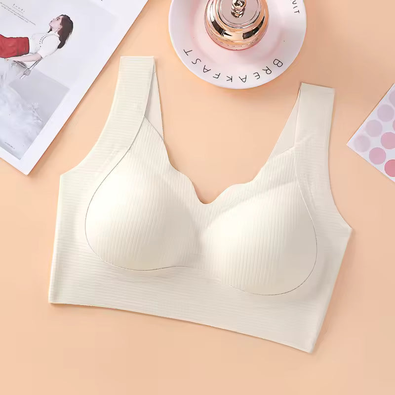 Lingerie Seamless Breathable Pads No Steel Ring Solid Comfort Bralette Non-wire Push Up Bras