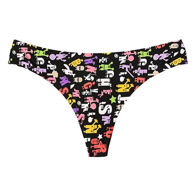 Lingerie Seamless Low-waist Printing Underwear G String Temptation Panties