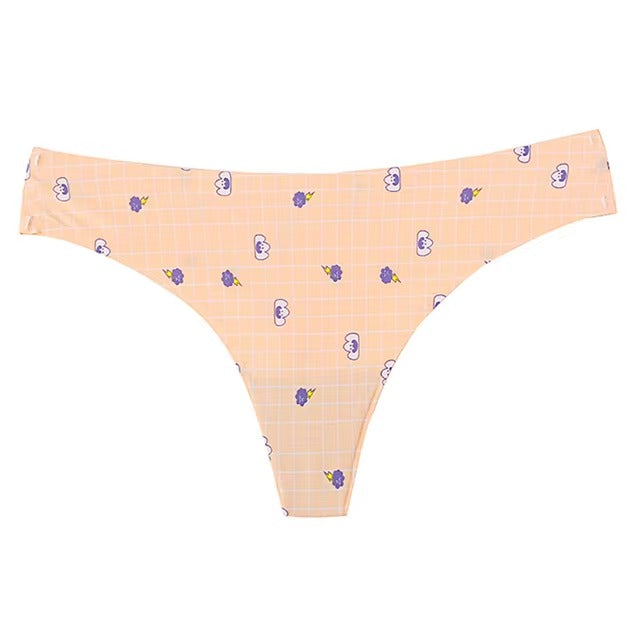 Lingerie Seamless Low-waist Printing Underwear G String Temptation Panties