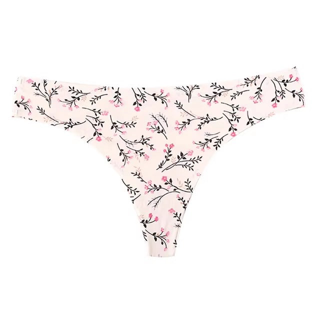 Lingerie Seamless Low-waist Printing Underwear G String Temptation Panties