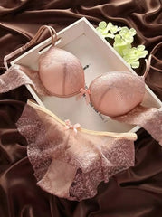 Lingerie Lace Bra Gather Push Up Underwear Bra And Panty Set