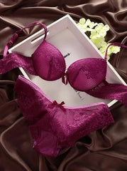 Lingerie Lace Bra Gather Push Up Underwear Bra And Panty Set