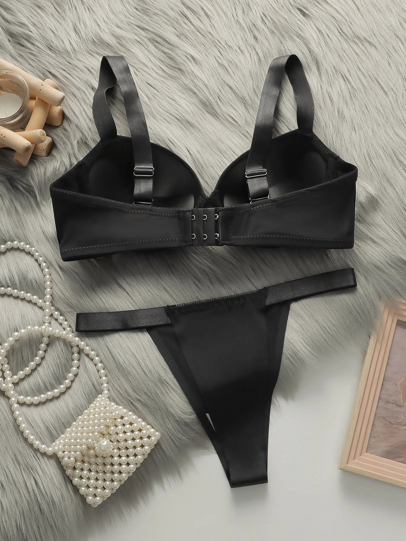 Lingerie Soild Color Brassiere Push Up Bra 3/4 Cup Comfortable Intimates Underwear Panties Set