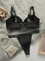 Lingerie Soild Color Brassiere Push Up Bra 3/4 Cup Comfortable Intimates Underwear Panties Set