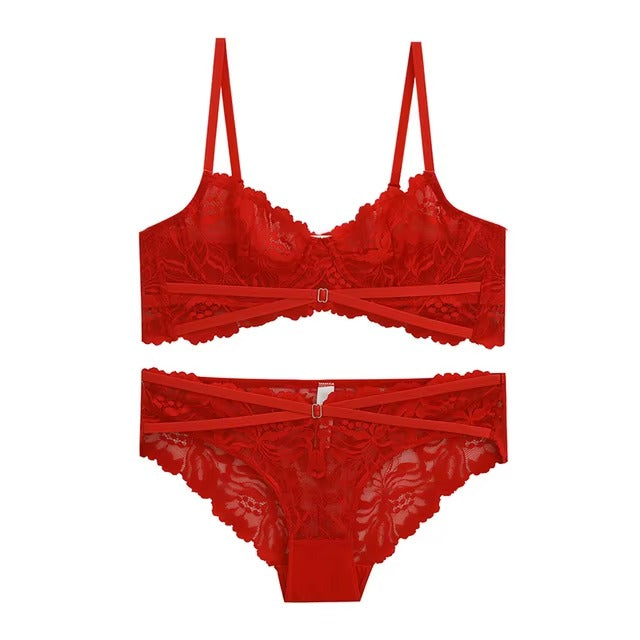 Lingerie Ultra-thin Push Up Brassiere Embroidery Lace Underwear Set