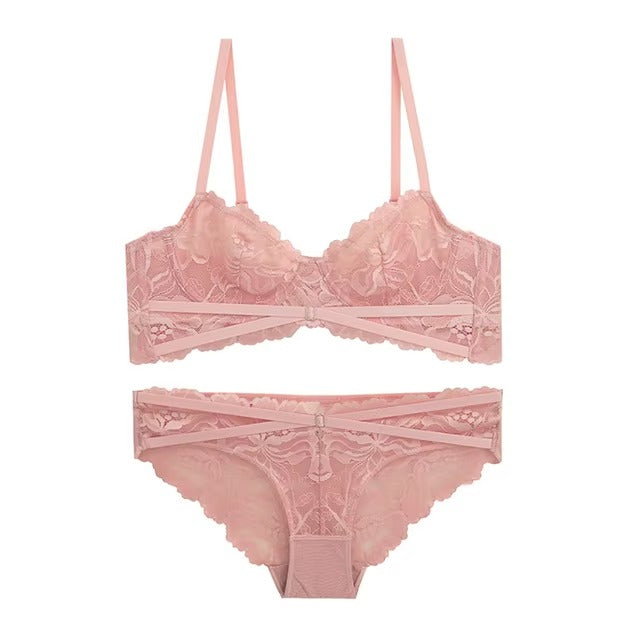 Lingerie Ultra-thin Push Up Brassiere Embroidery Lace Underwear Set
