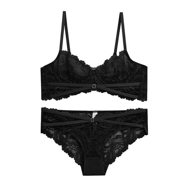 Lingerie Ultra-thin Push Up Brassiere Embroidery Lace Underwear Set