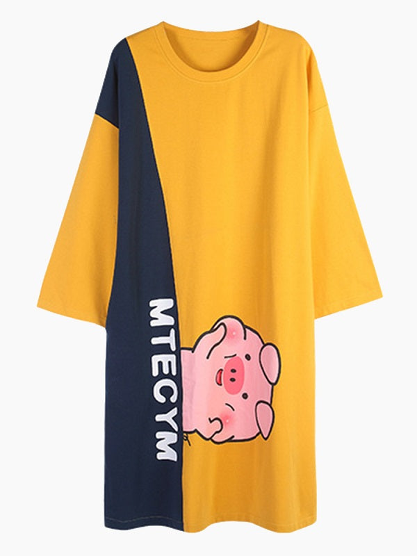 Loose Long Sleeve Printing Nightgown