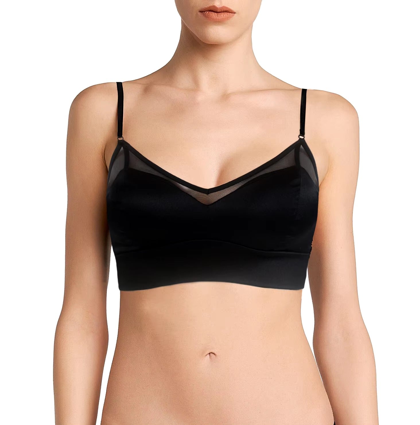 Luxury Satin Silk Solid Wire Thin Comfortable Mulberry Silk Bralette With Padded Bra
