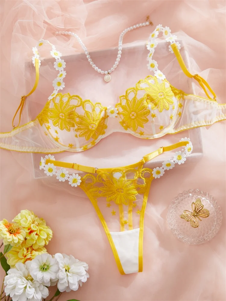Luxury Sweet Lace Intimate Erotic Beautiful Floral Embroidery Underwear