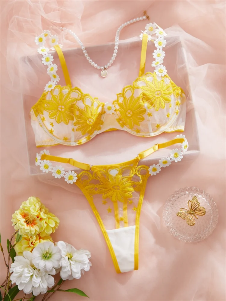 Luxury Sweet Lace Intimate Erotic Beautiful Floral Embroidery Underwear