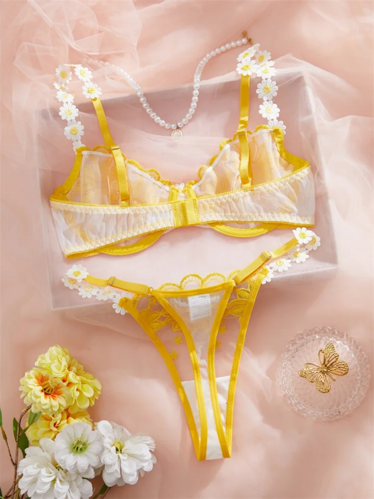 Luxury Sweet Lace Intimate Erotic Beautiful Floral Embroidery Underwear
