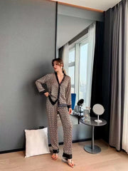Luxury V Neck Design Cross Letter Print Pajamas Set Sleepwear