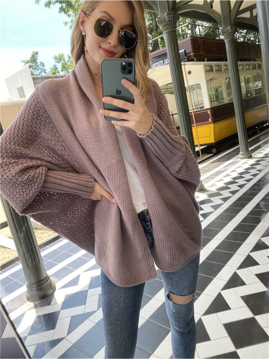 Mauve Batwing Easy On Cardigan