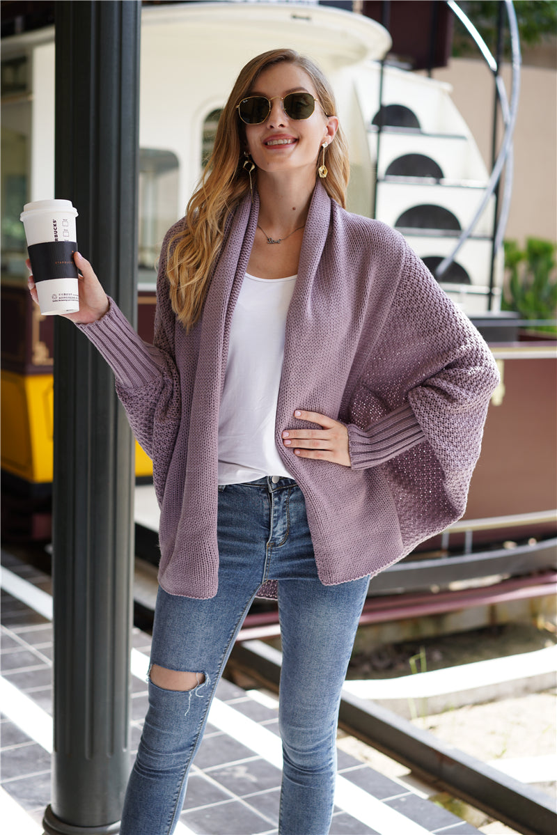 Mauve Batwing Easy On Cardigan