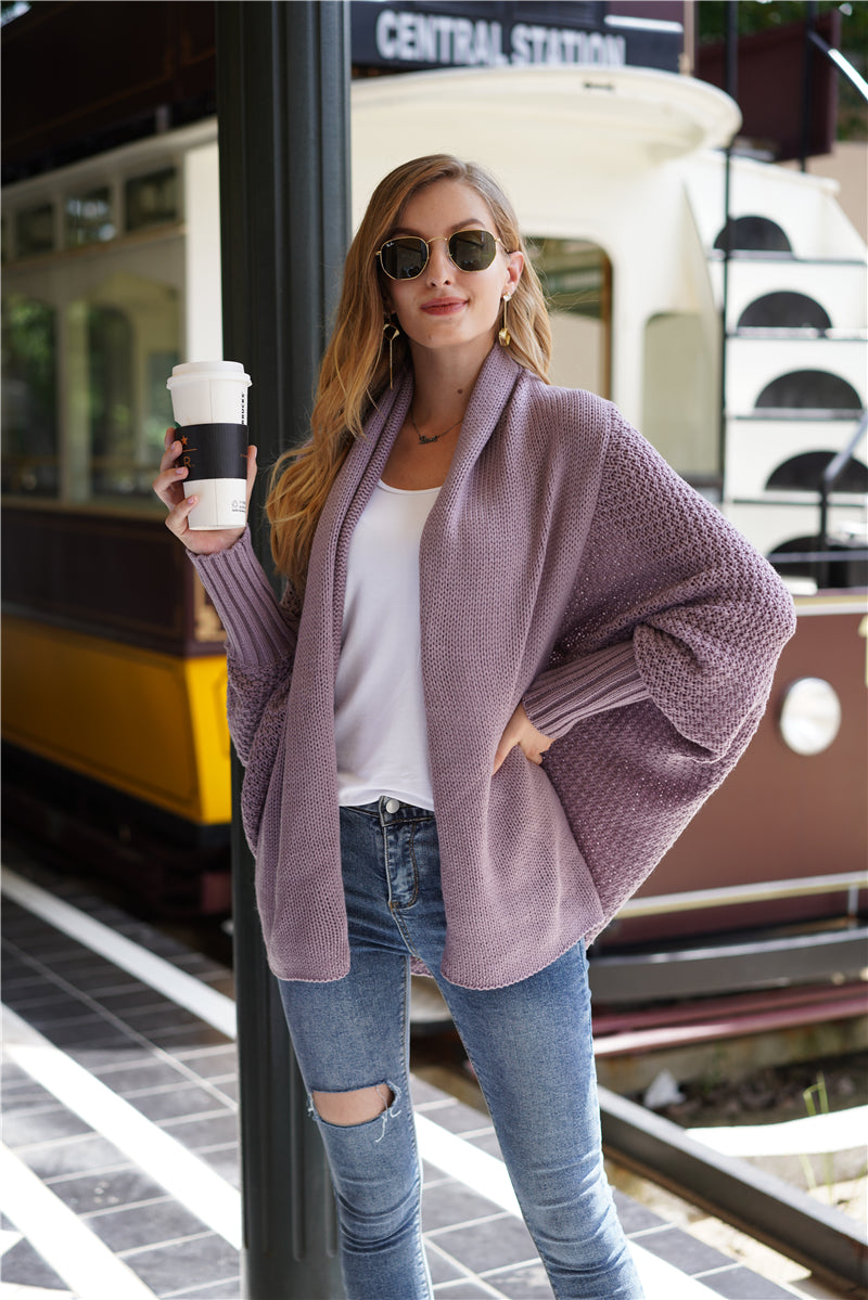 Mauve Batwing Easy On Cardigan