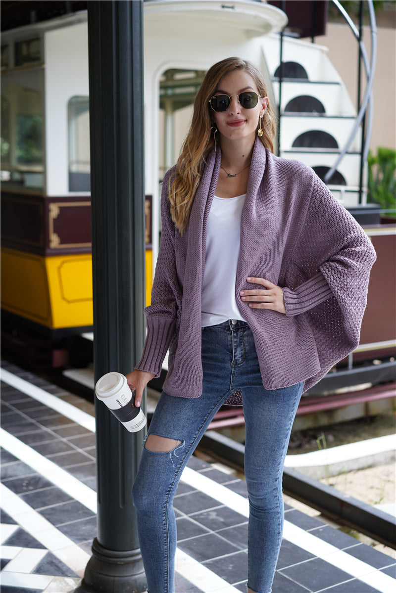 Mauve Batwing Easy On Cardigan