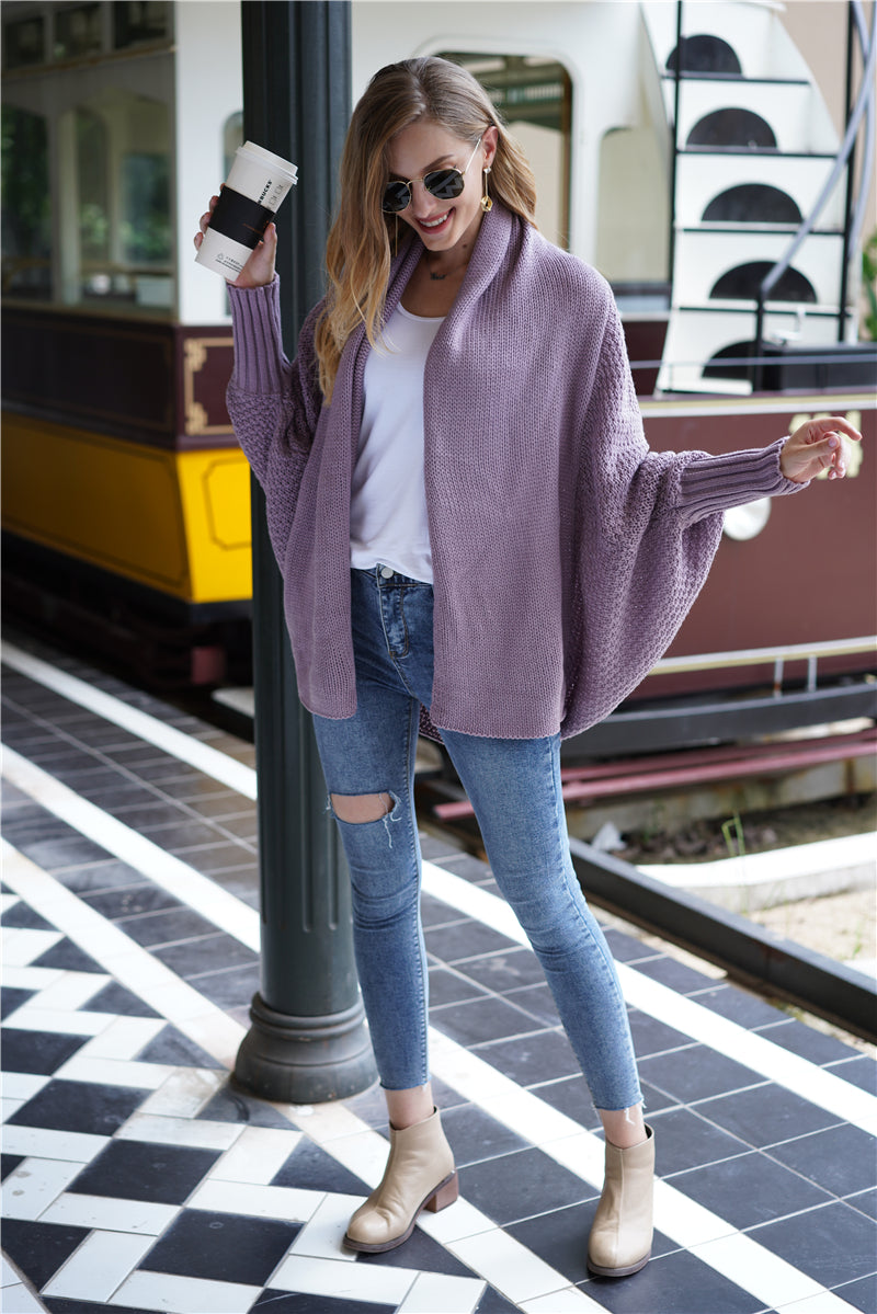Mauve Batwing Easy On Cardigan